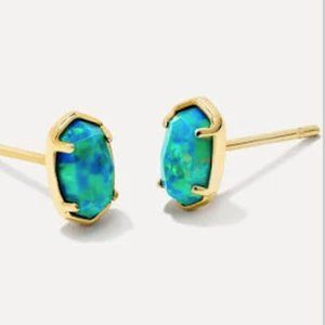 Kendra Scott Emilie Gold Kyocera Opal Mini Stud Earrings NWT